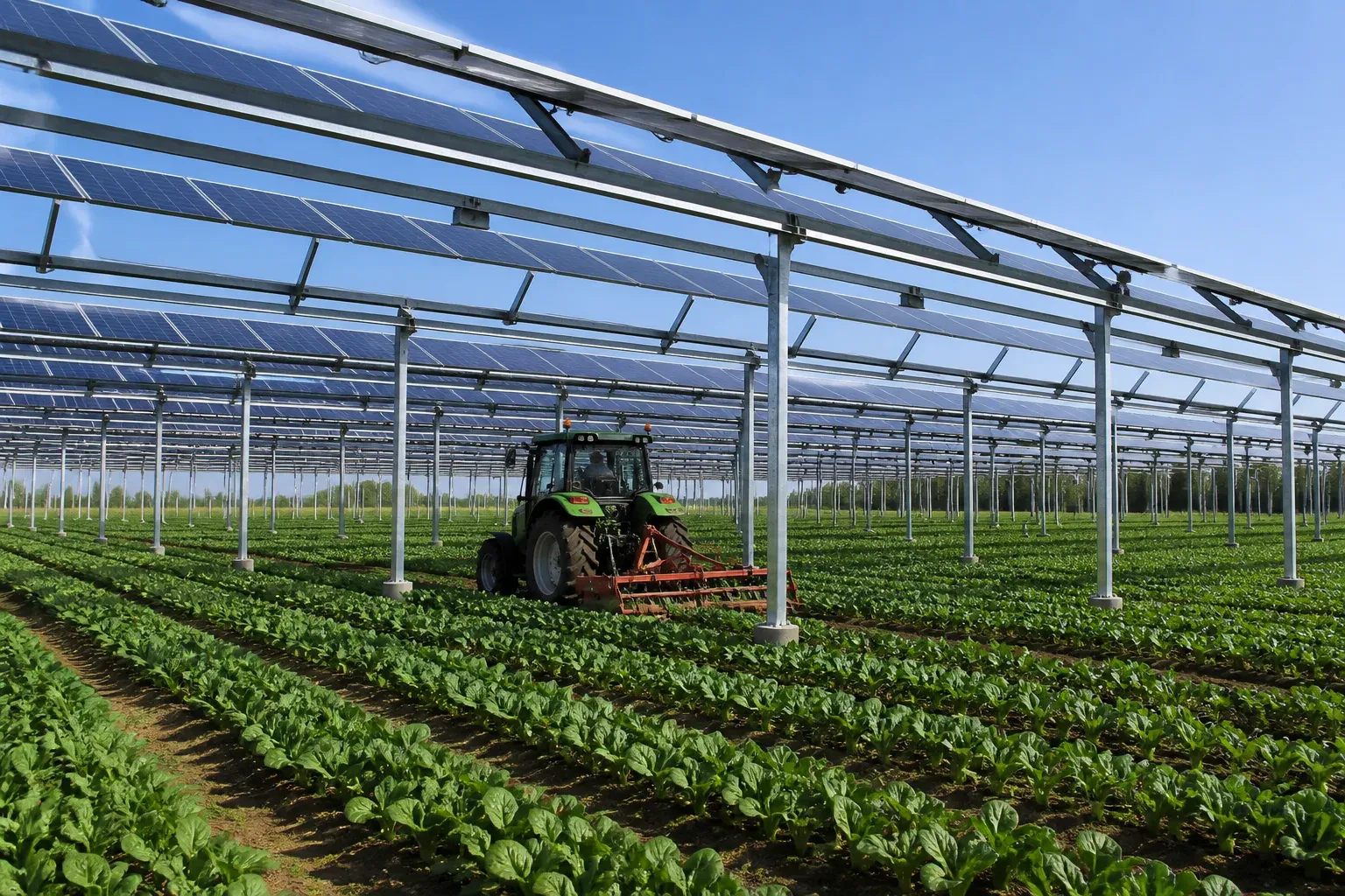 Impianto agrivoltaico con moduli sopraelevati e coltivazione sottostante