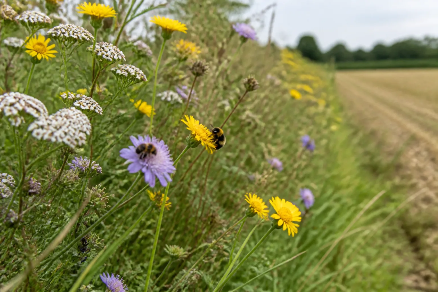 Fascia fiorita ai margini del campo, uno degli impegni agro-climatico-ambientali del CSR