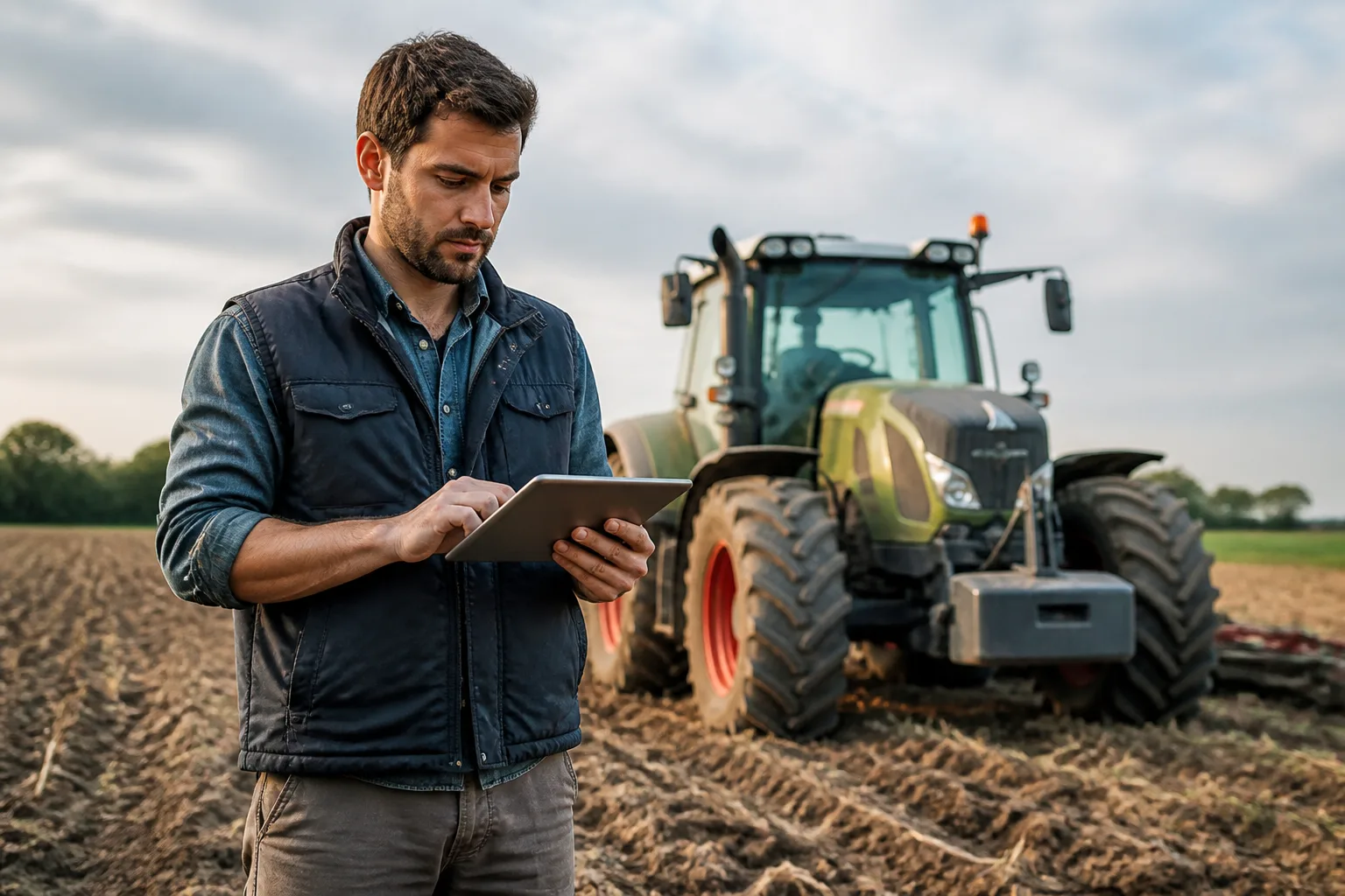 Giovane agricoltore alla guida della propria azienda agricola