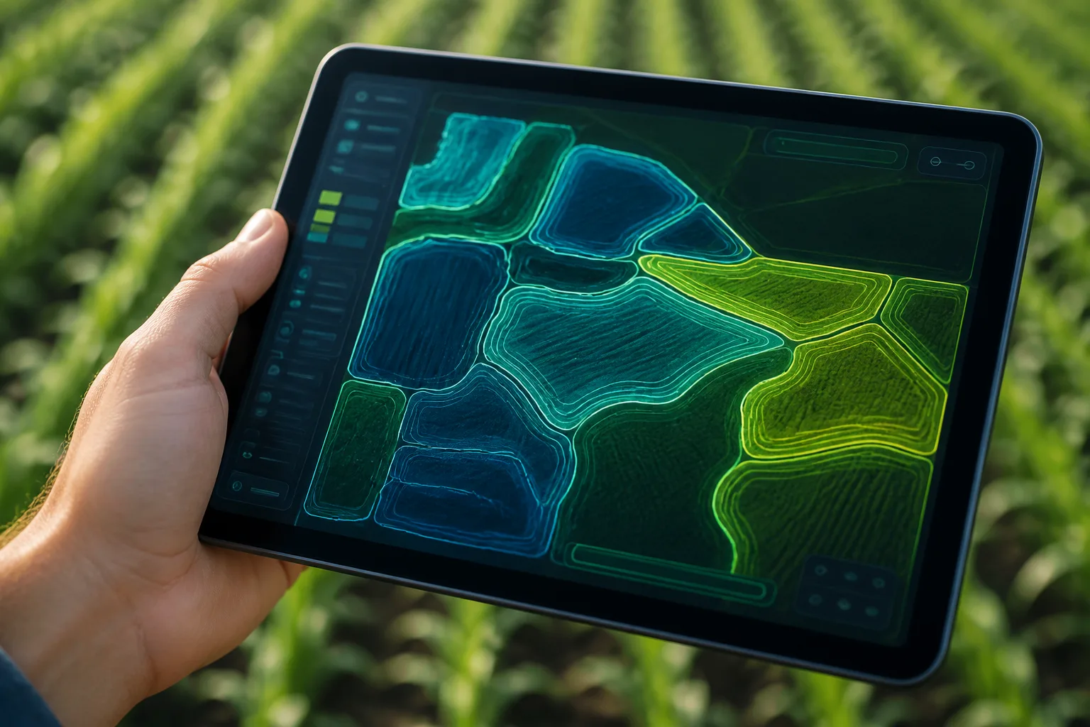 Mappa dei campi consultata su tablet direttamente a bordo campo