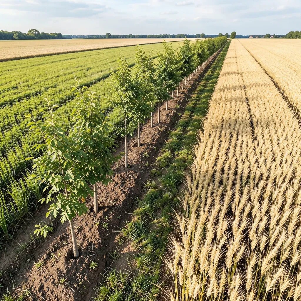 Fascia agroforestale con alberi consociati a un seminativo