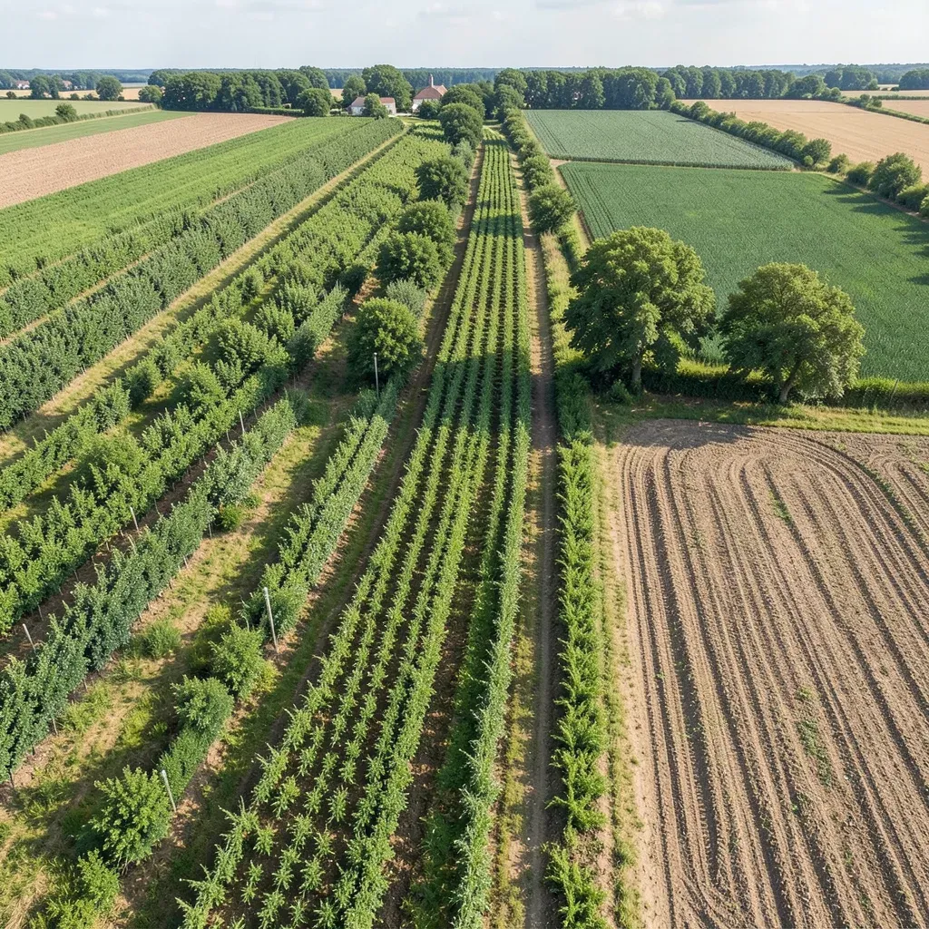 Paesaggio agricolo con siepi e filari arborei per il sequestro di carbonio