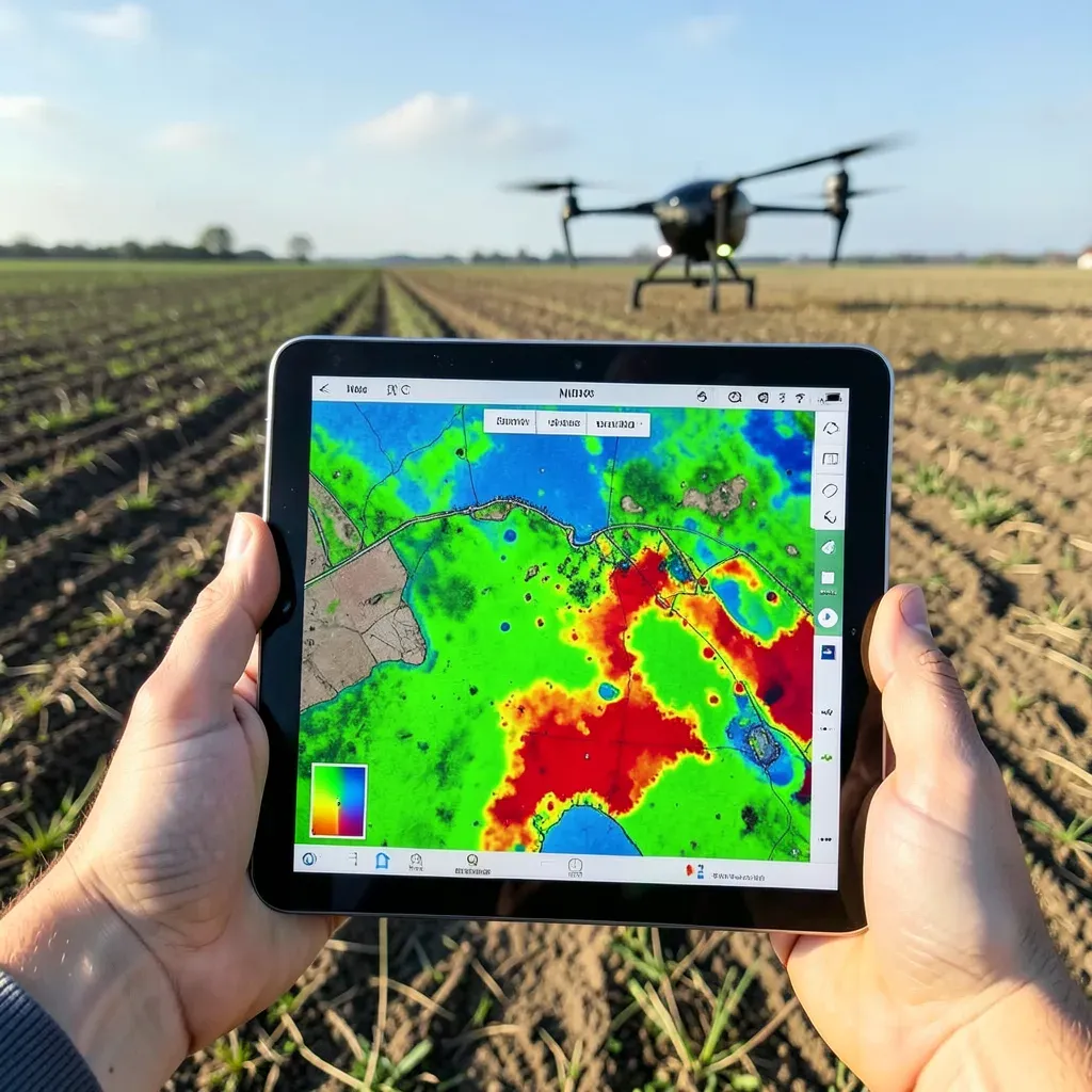 Mappa di prescrizione generata da rilievo con drone visualizzata su tablet