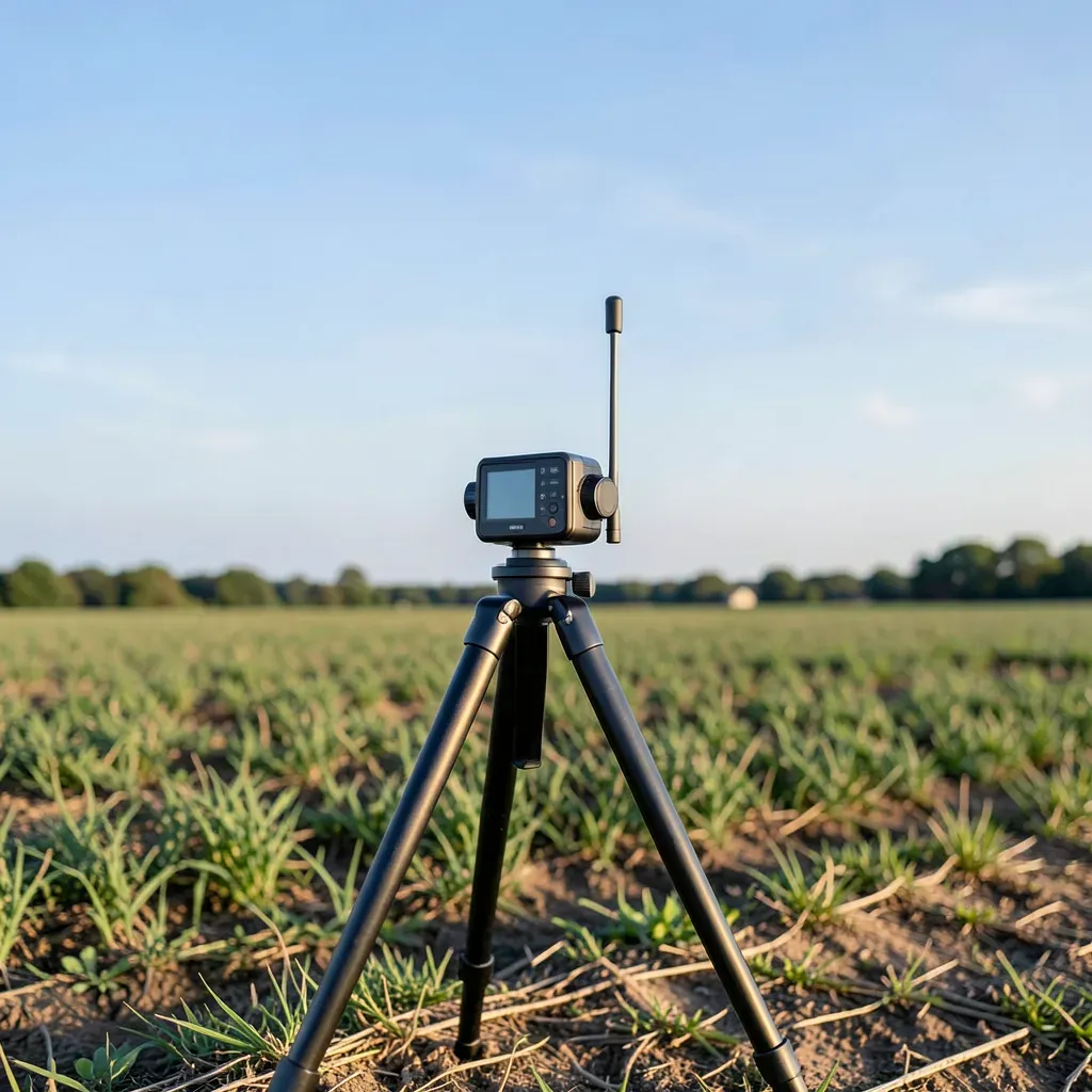 Base RTK installata a bordo campo per la correzione del segnale satellitare