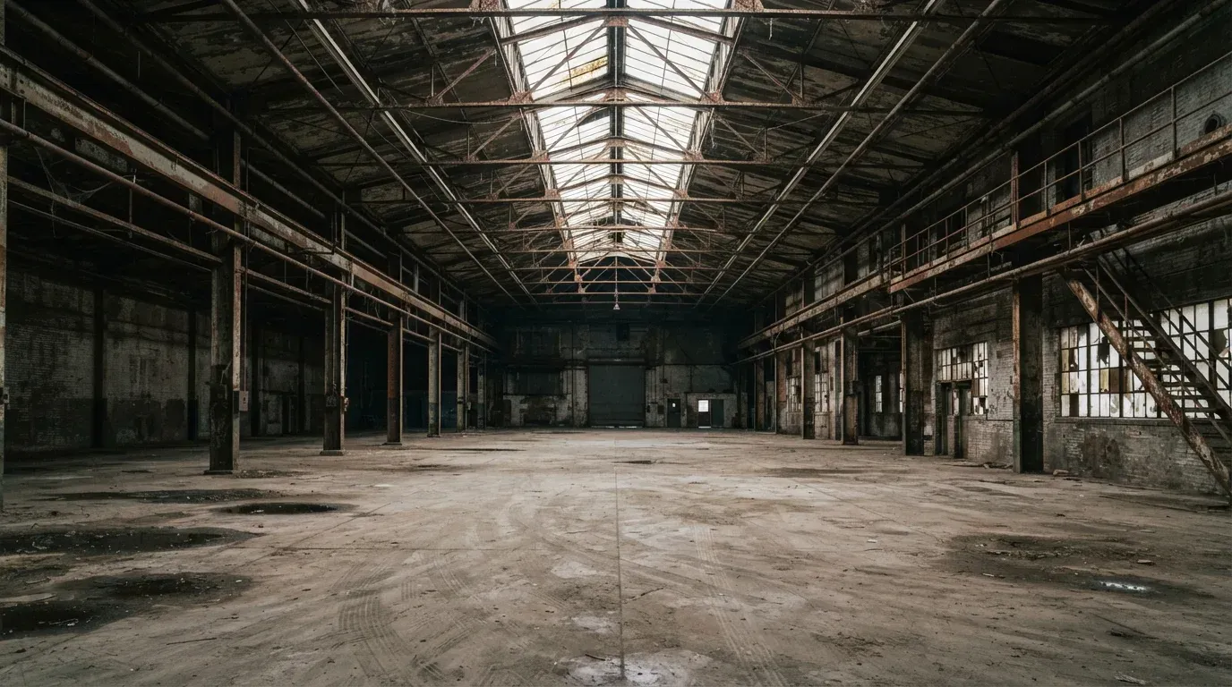 Capannone industriale dismesso, tipologia di spazio usata per impianti indoor
