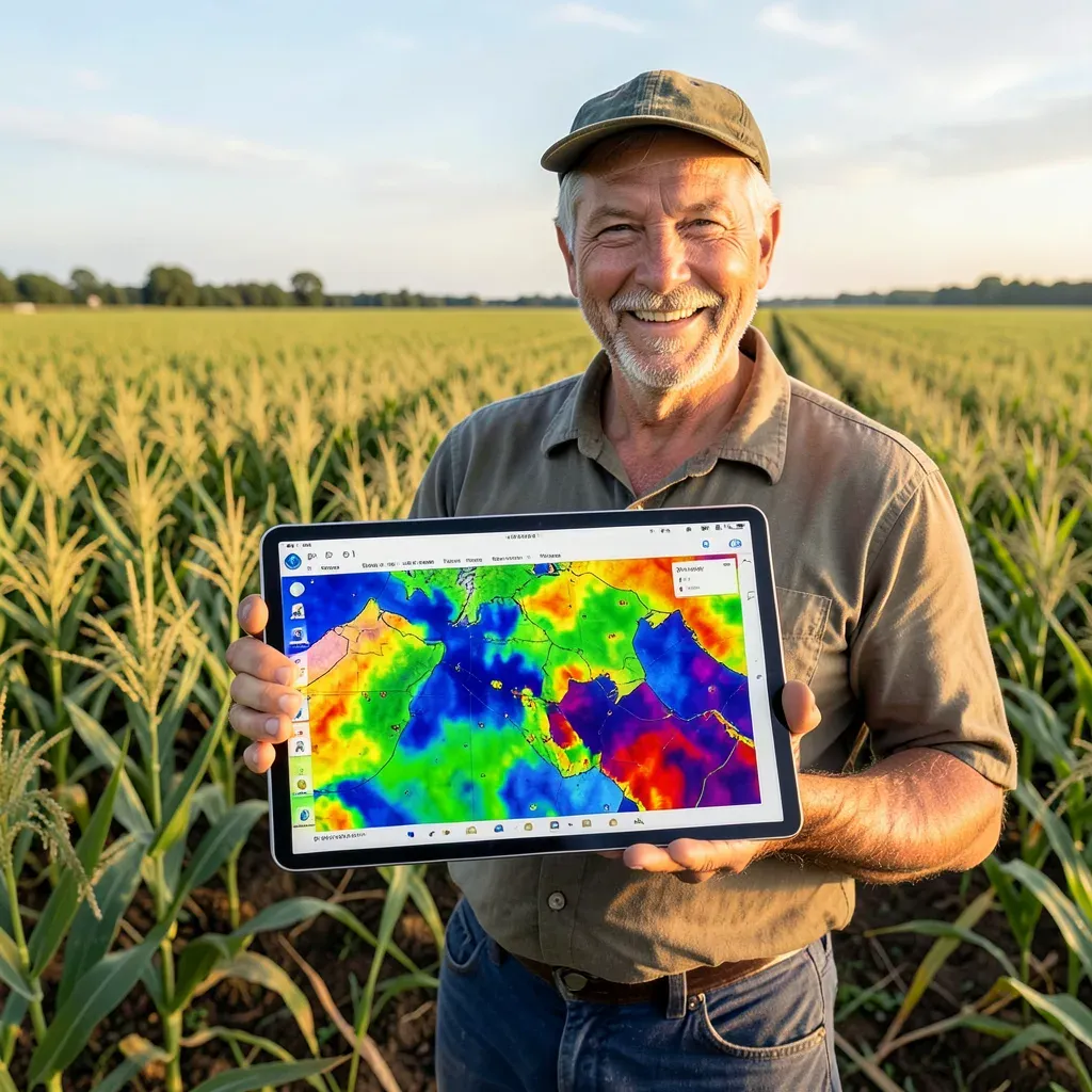 Mappa NDVI di un campo visualizzata su tablet in campo