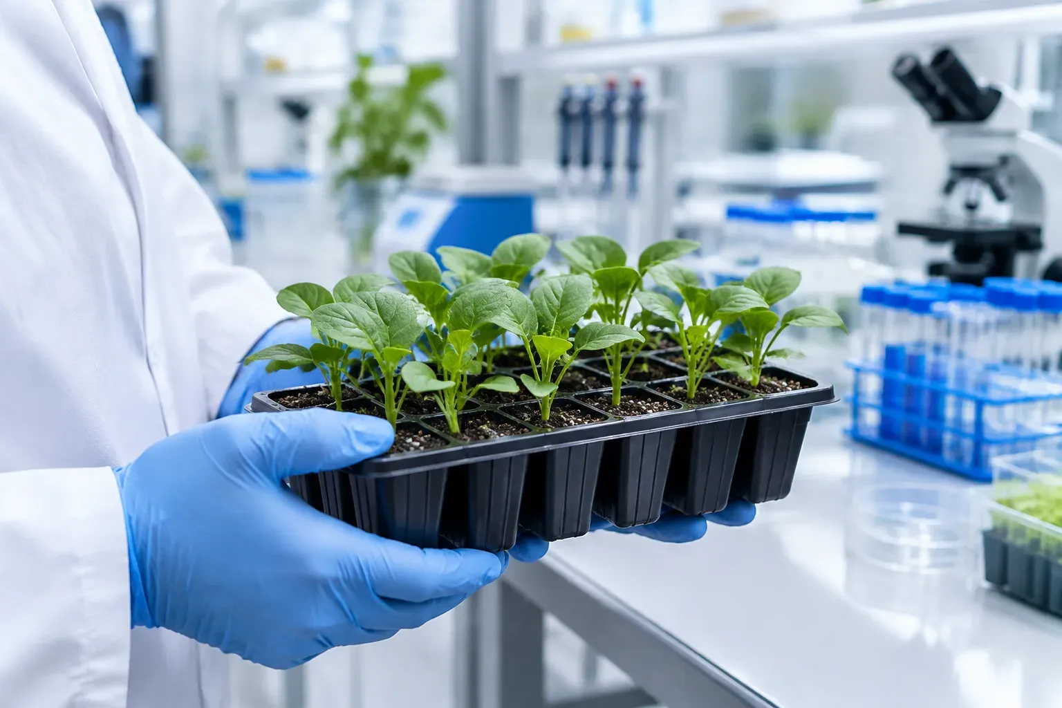 Piantine in laboratorio di miglioramento genetico