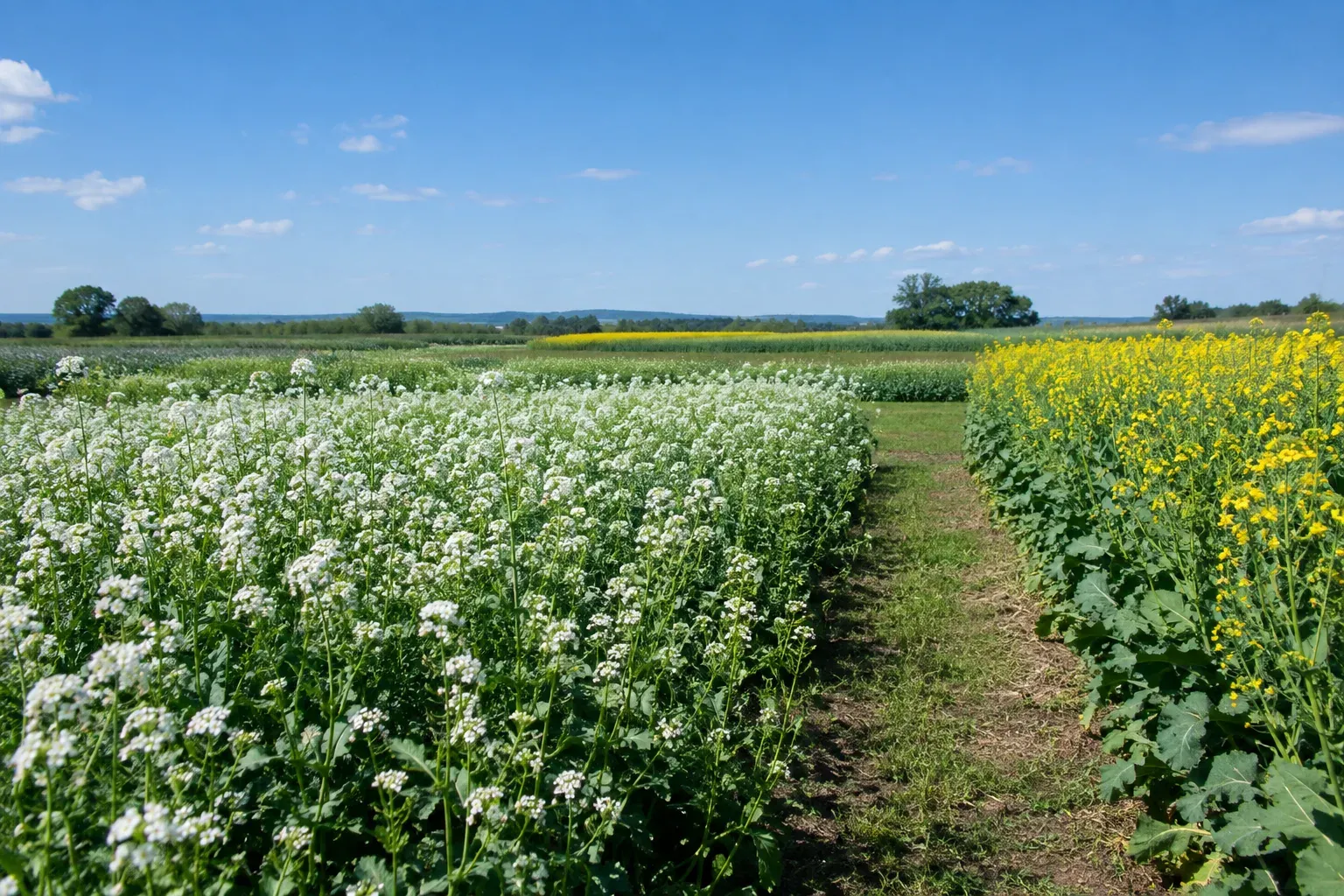 Campo di moltiplicazione sementiera in fioritura
